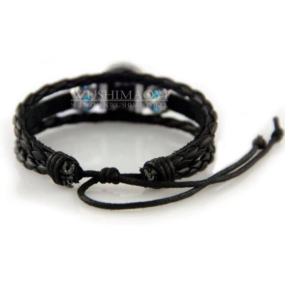 Elegant Adjustable Circling Sharks Bracelet - Customizable Leather Jewelry - Picture 3 of 7
